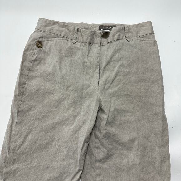 Kenar Capri Pants Womens Size 8 Beige Linen Rayon Blend Mid Rise Minimalist - Picture 3 of 9